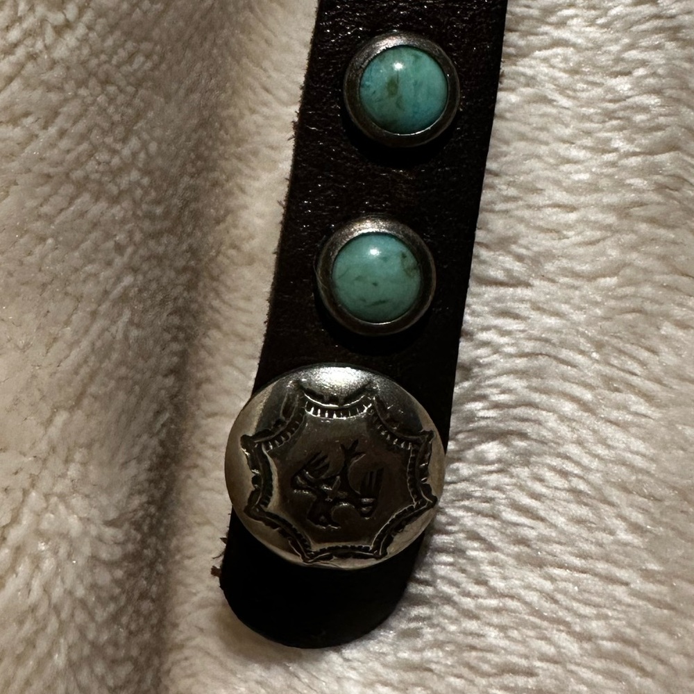 Brown Leather Bracelet with Turquoise Accents